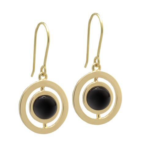 ANELLO EARRINGS with BLACK AGATE -18K YELLOW GOLD
