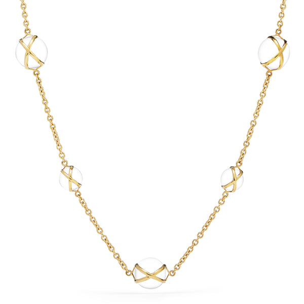 PRISMA CRYSTAL QUARTZ 10 & 14MM 16" -18" LUXE CHAIN NECKLACE - 18K YELLOW GOLD