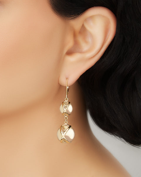 PRISMA CRYSTAL QUARTZ DOUBLE EARRINGS - 18K YELLOW GOLD