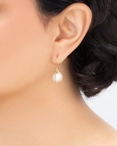 CELESTE PEARL 10MM DROP EARRINGS - 18K YELLOW GOLD