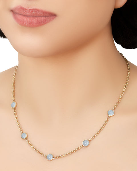 BUBBLES MINI 16-18" LUXE CHAIN NECKLACE with AQUAMARINE - 18K YELLOW GOLD