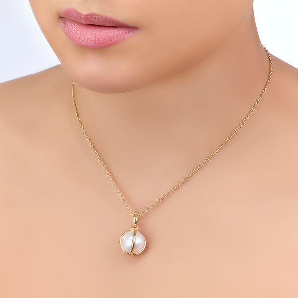 CELESTE PEARL 14MM PENDANT CLASSIC CHAIN NECKLACE - 18K YELLOW GOLD