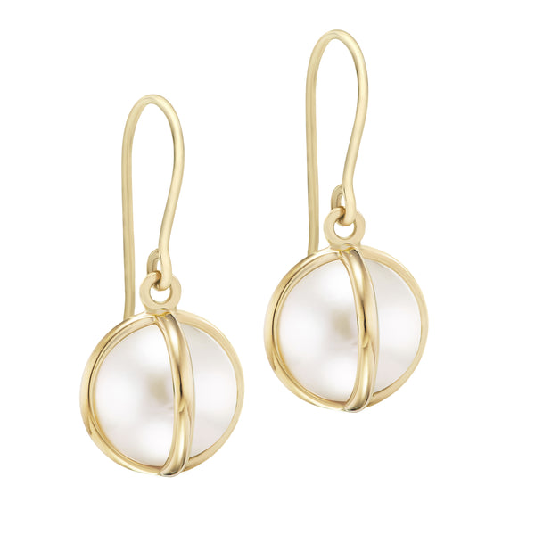 CELESTE PEARL 10MM DROP EARRINGS - 18K YELLOW GOLD