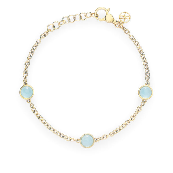 BUBBLES MINI 7-8" LUXE CHAIN BRACELET with AQUAMARINE - 18K YELLOW GOLD