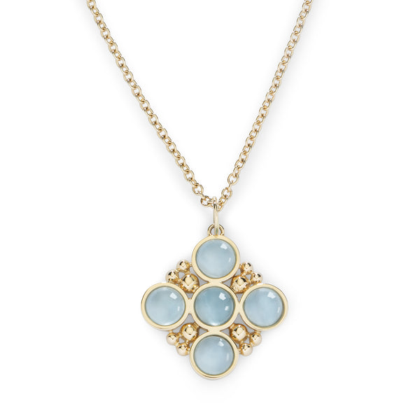 BUBBLES CLASSIC CHAIN NECKLACE with AQUAMARINE - 18K YELLOW GOLD