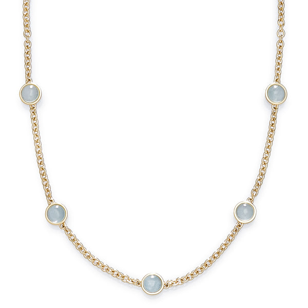 BUBBLES MINI 16-18" LUXE CHAIN NECKLACE with AQUAMARINE - 18K YELLOW GOLD