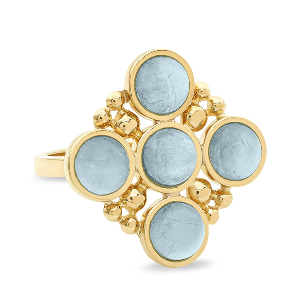 BUBBLES RING with AQUAMARINE - 18K YELLOW GOLD