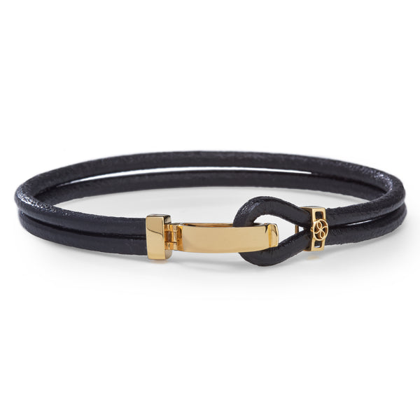 LEATHER BRACELET with 18K YELLOW GOLD CLASP